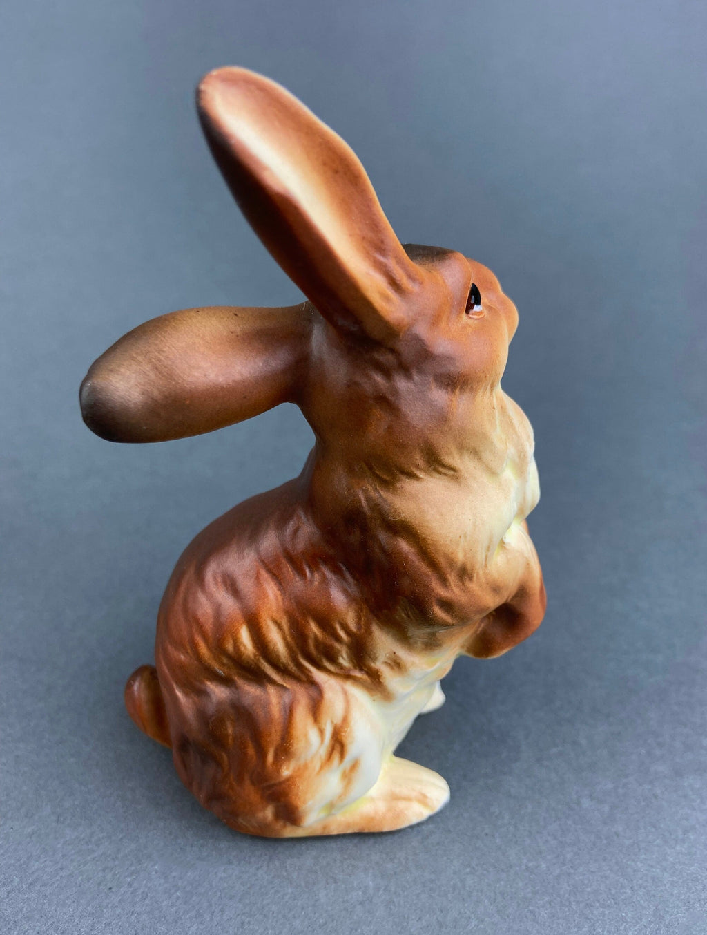 Hand-Painted Brown Porcelain Bunnies, Pair
