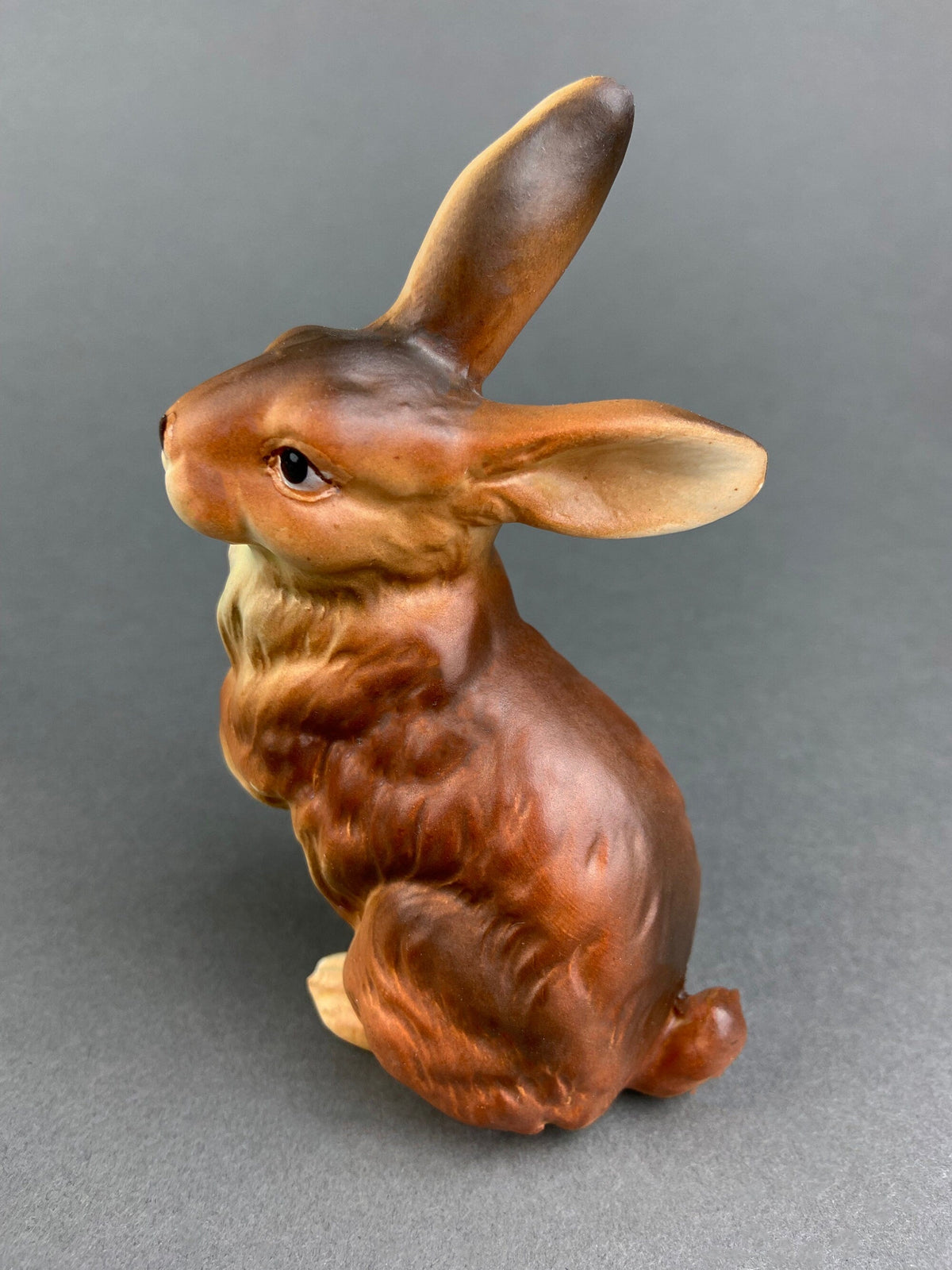 Hand-Painted Brown Porcelain Bunnies, Pair