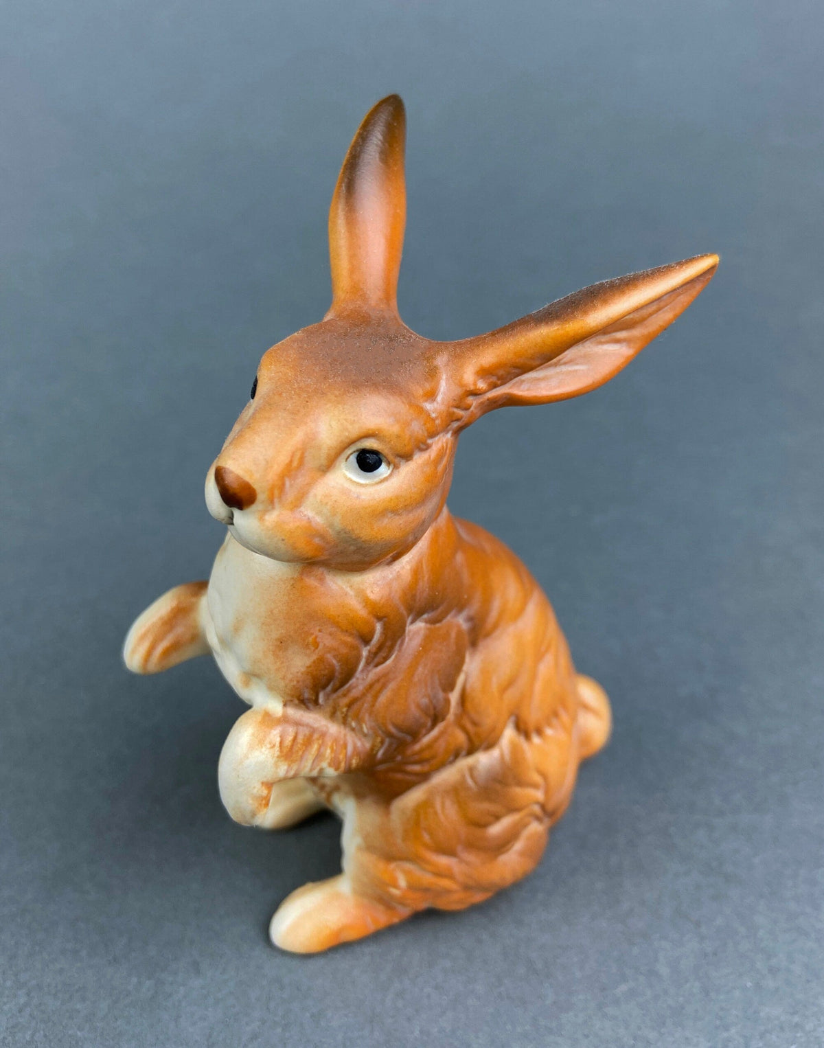 Hand-Painted Brown Porcelain Bunnies, Pair