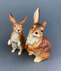 Hand-Painted Brown Porcelain Bunnies, Pair