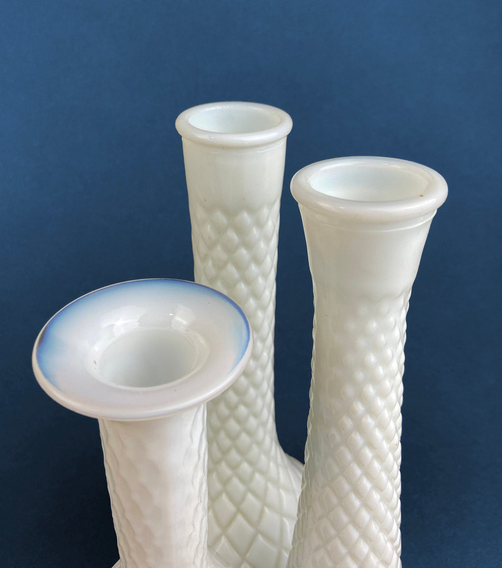 Quilted Milk Glass Vases, Set of 3