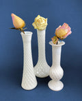 Quilted Milk Glass Vases, Set of 3