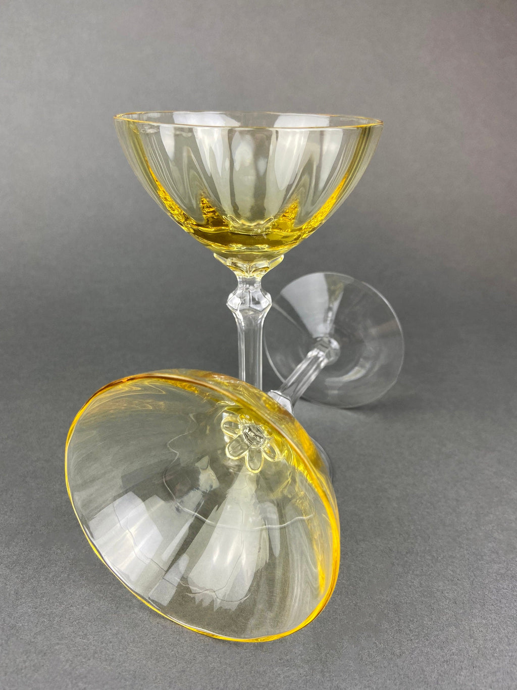 Fostoria Topaz Low Sherbet Champagne Glasses, Set of 6