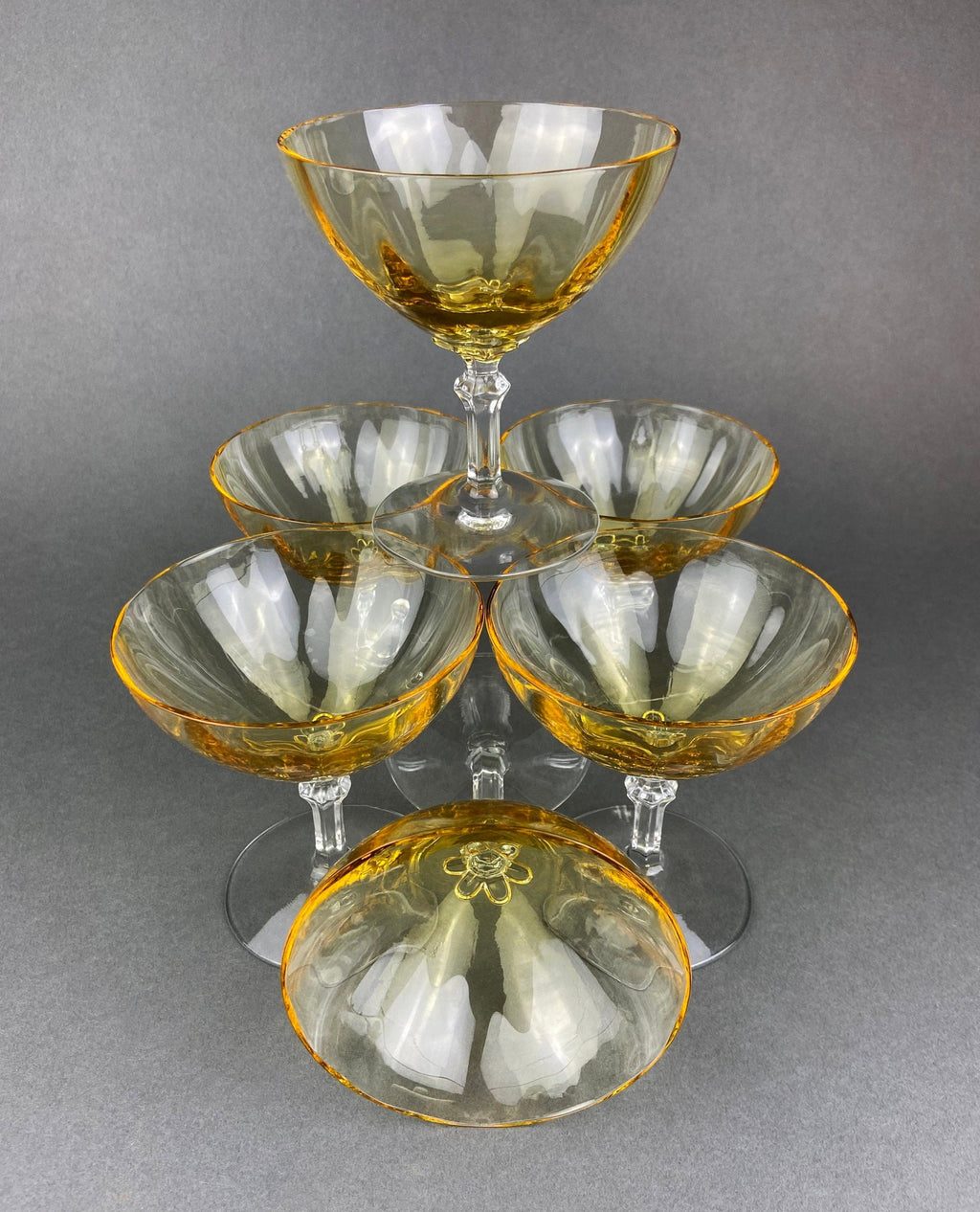Fostoria Topaz Low Sherbet Champagne Glasses, Set of 6
