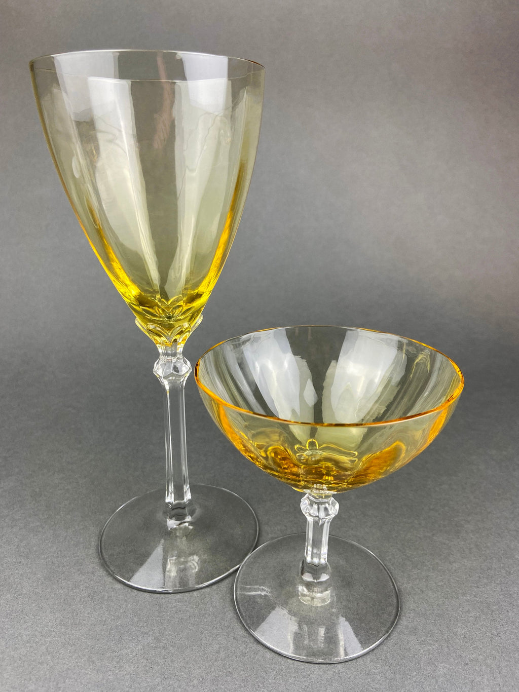 Fostoria Topaz Low Sherbet Champagne Glasses, Set of 6