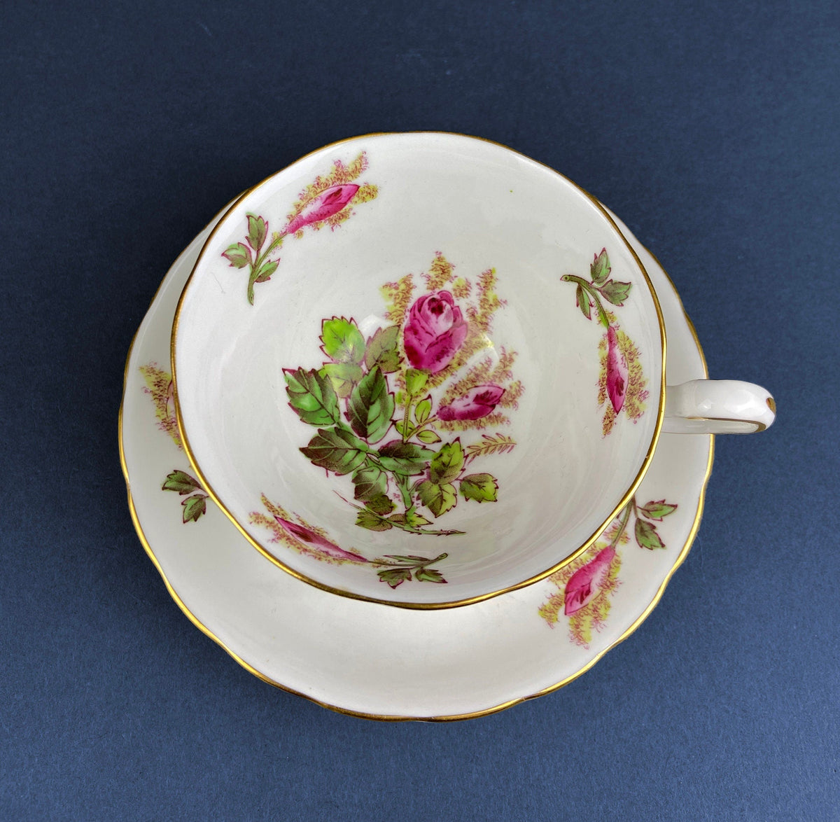 Royal Chelsey Moss Rose Cup & Saucer