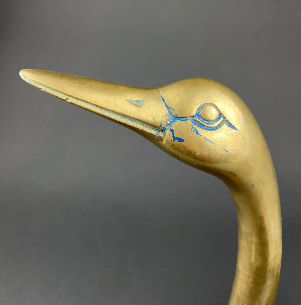 Brass Swan Planter with Blue Patina