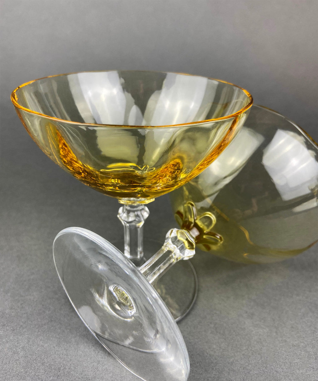 Fostoria Topaz Low Sherbet Champagne Glasses, Set of 6
