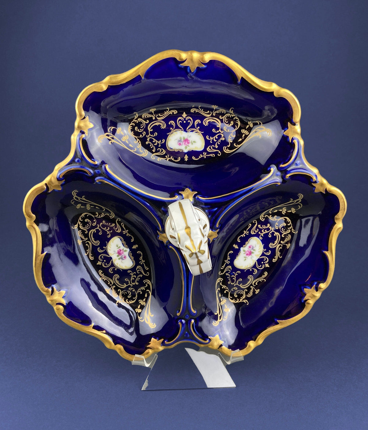 Limoges Gold Floral Divided Serving Bowl