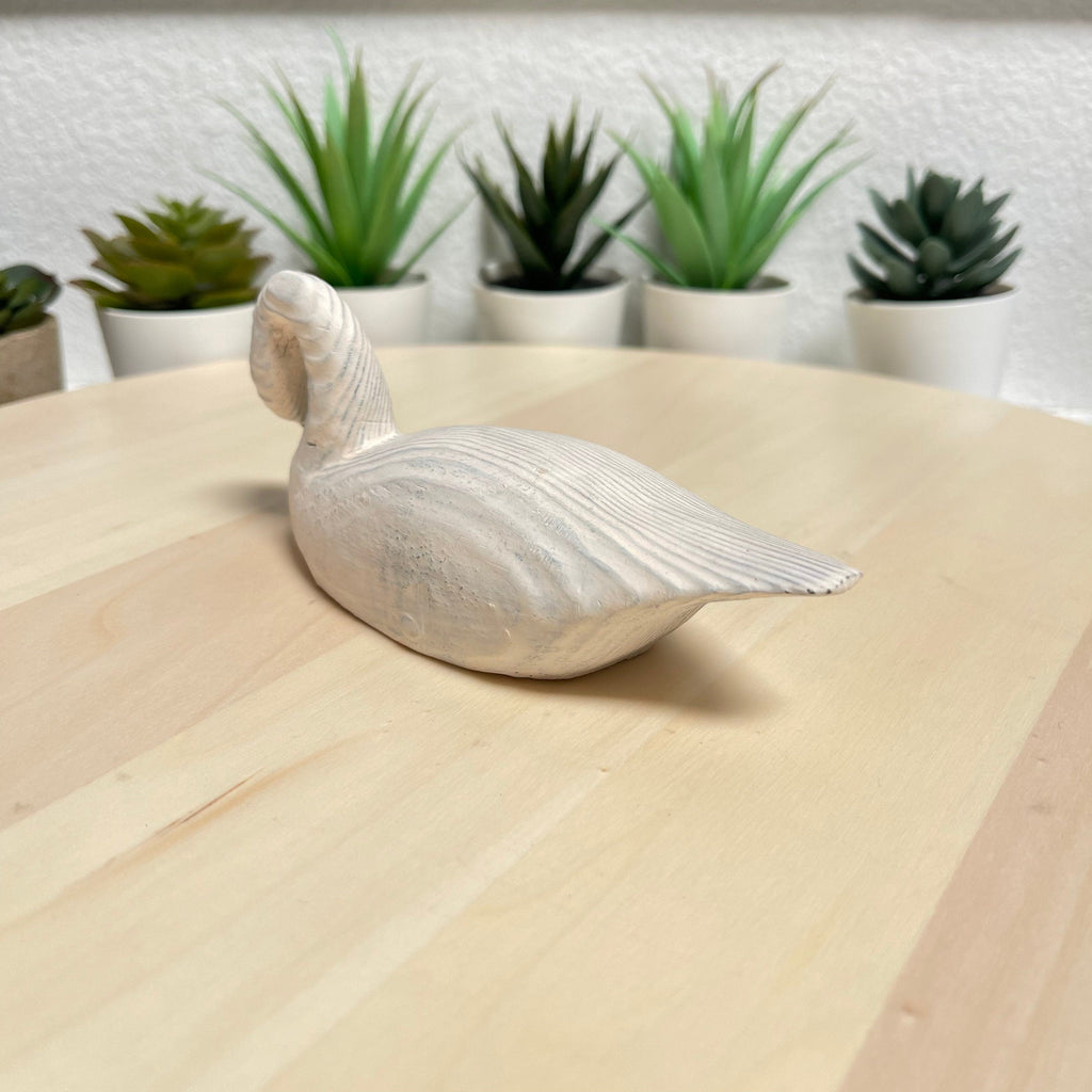 YEEYAYA Wood White Swan Wood sculpture Home decor Wood statue Wood figurines room decor Hand Carved wild animals