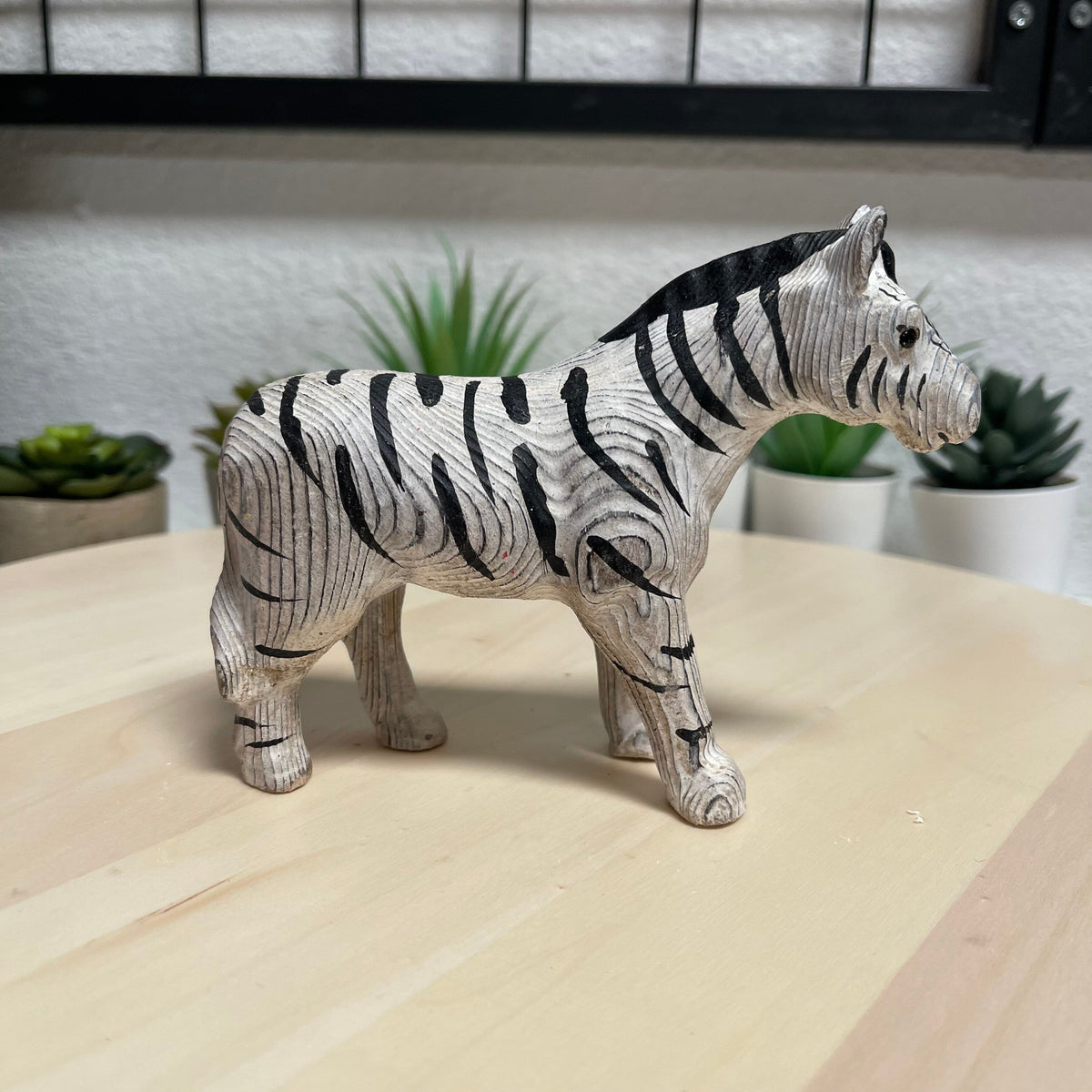YEEYAYA Wood Zebra Wood sculpture Home decor Wood statue Wood figurines room decor Hand Carved wild animals Zoo