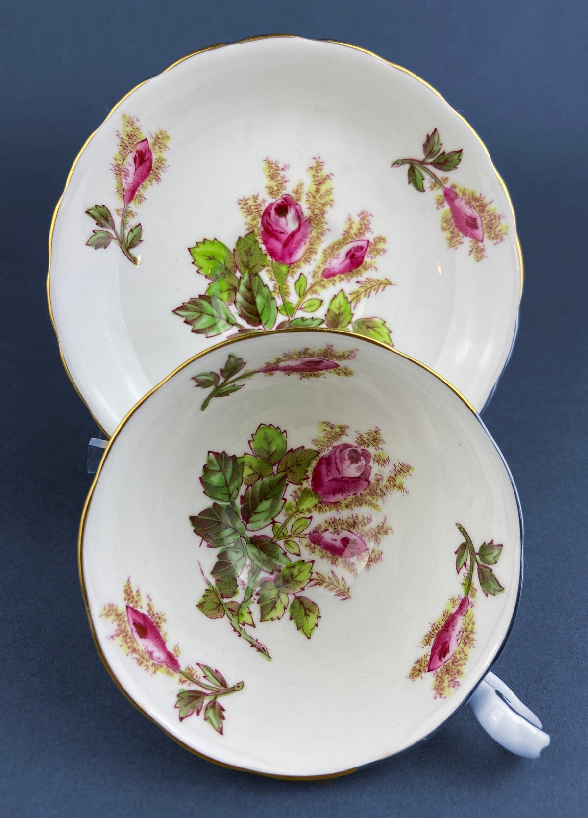 Royal Chelsey Moss Rose Cup & Saucer