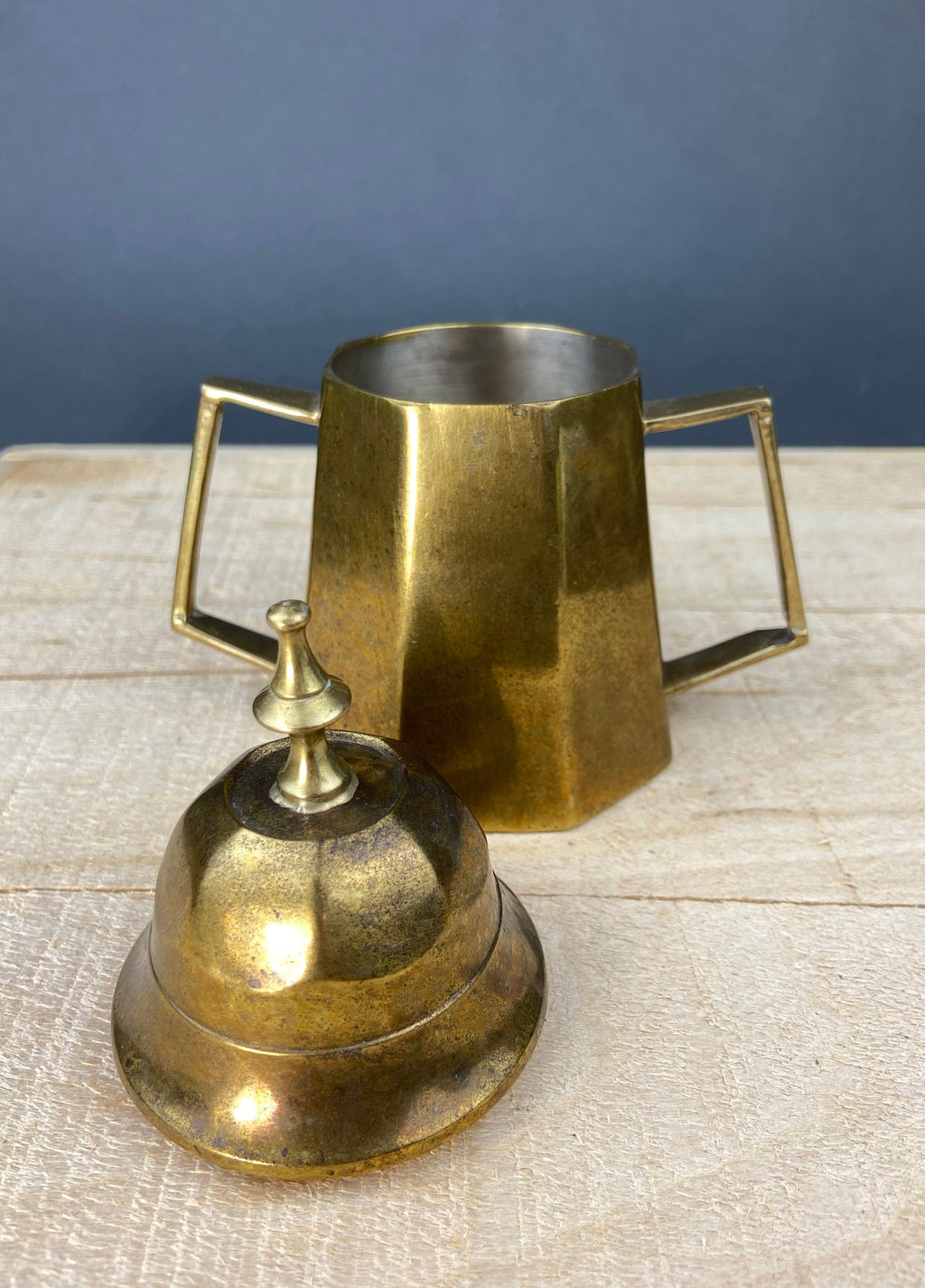 Vintage Heavy Brass Creamer & Sugar
