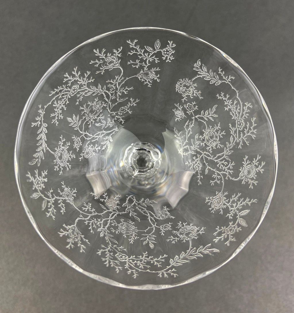 Fostoria Chintz Etched Claret Glasses, Pair