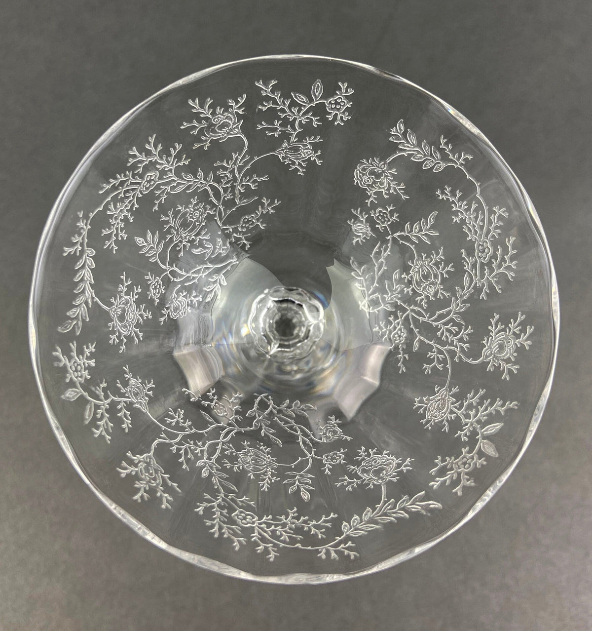 Fostoria Chintz Etched Claret Glasses, Pair