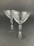 Fostoria Chintz Etched Claret Glasses, Pair