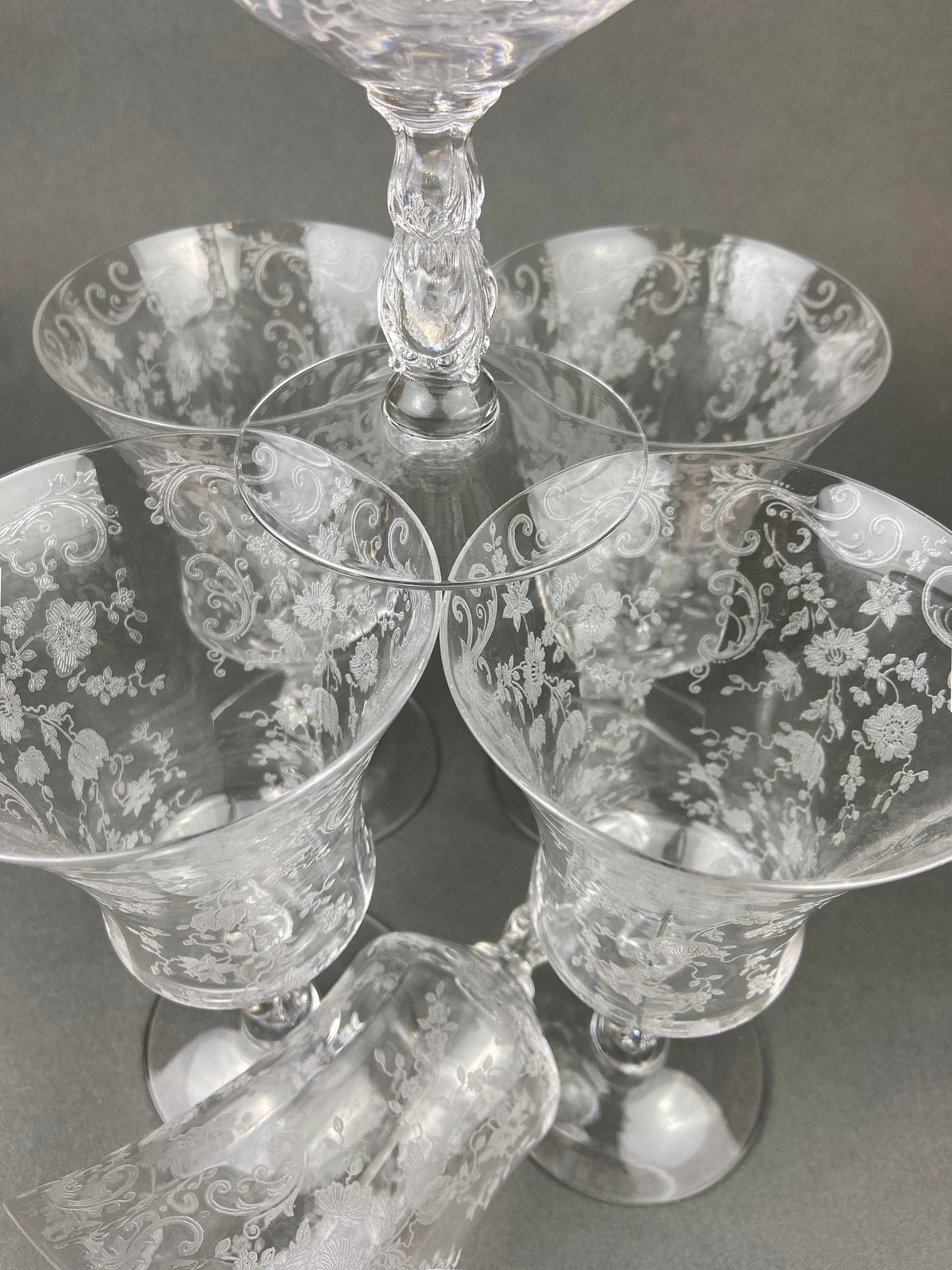 Cambridge Rose Point Champagne Glasses, Set of 5