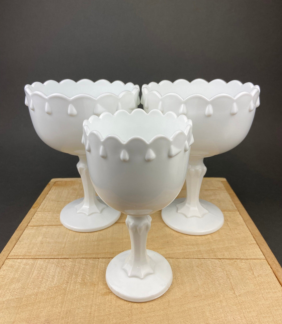 Randall Milk Glass Wheat Vases, Set of 3