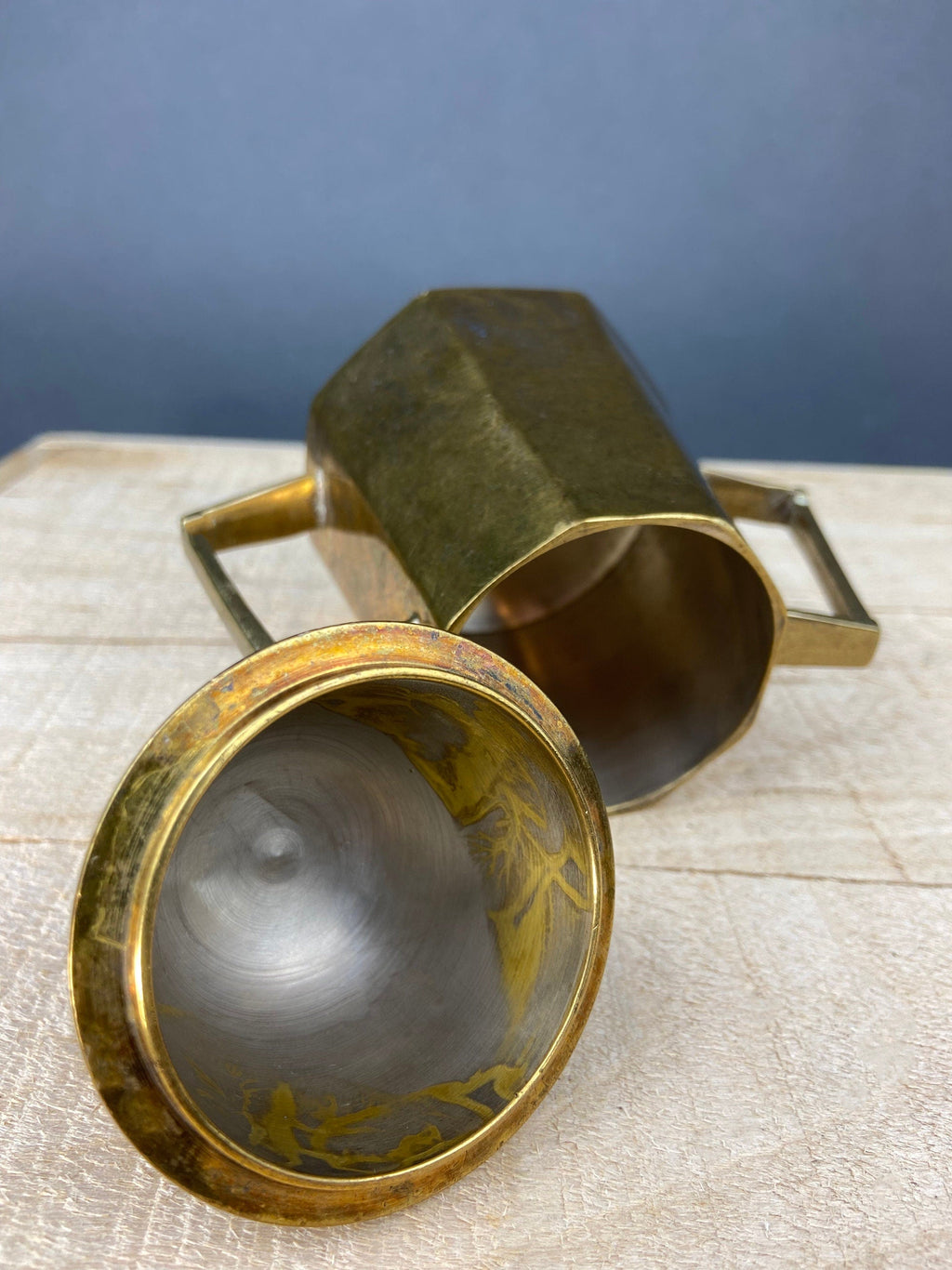 Vintage Heavy Brass Creamer & Sugar