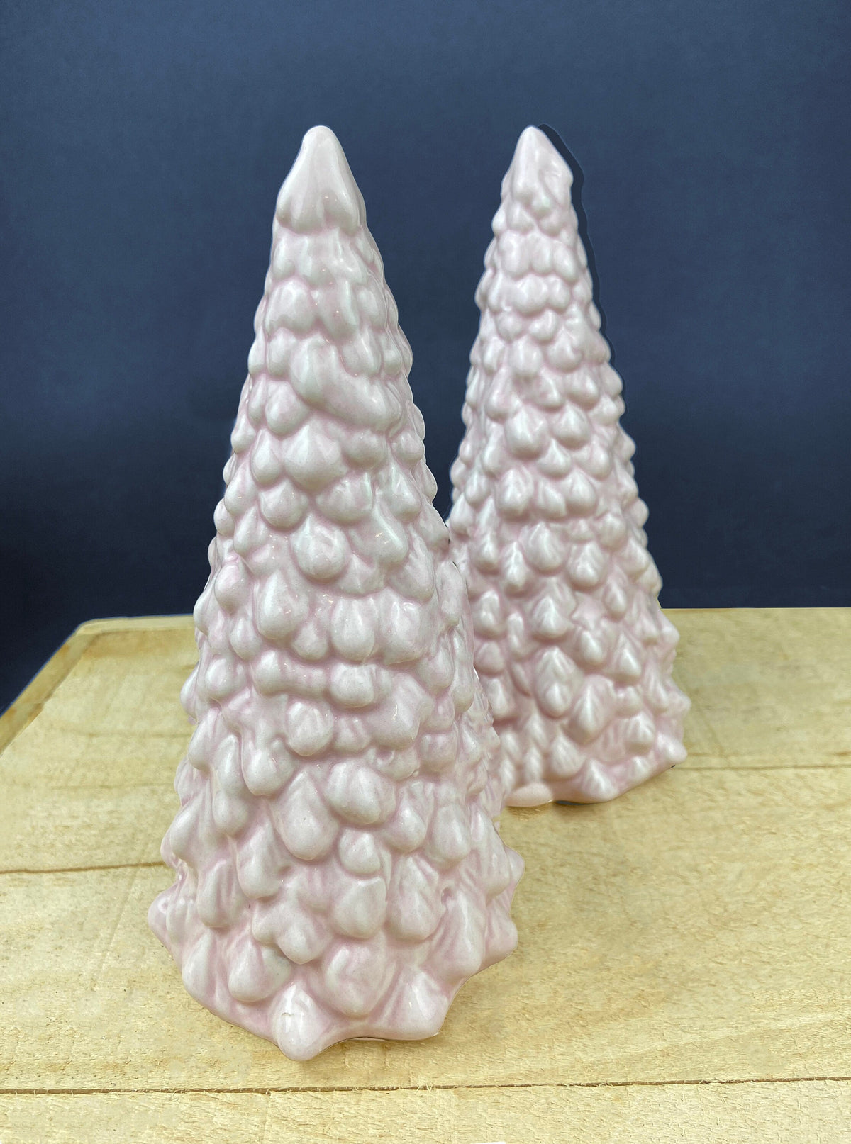 Pink Ceramic Christmas Trees, Pair