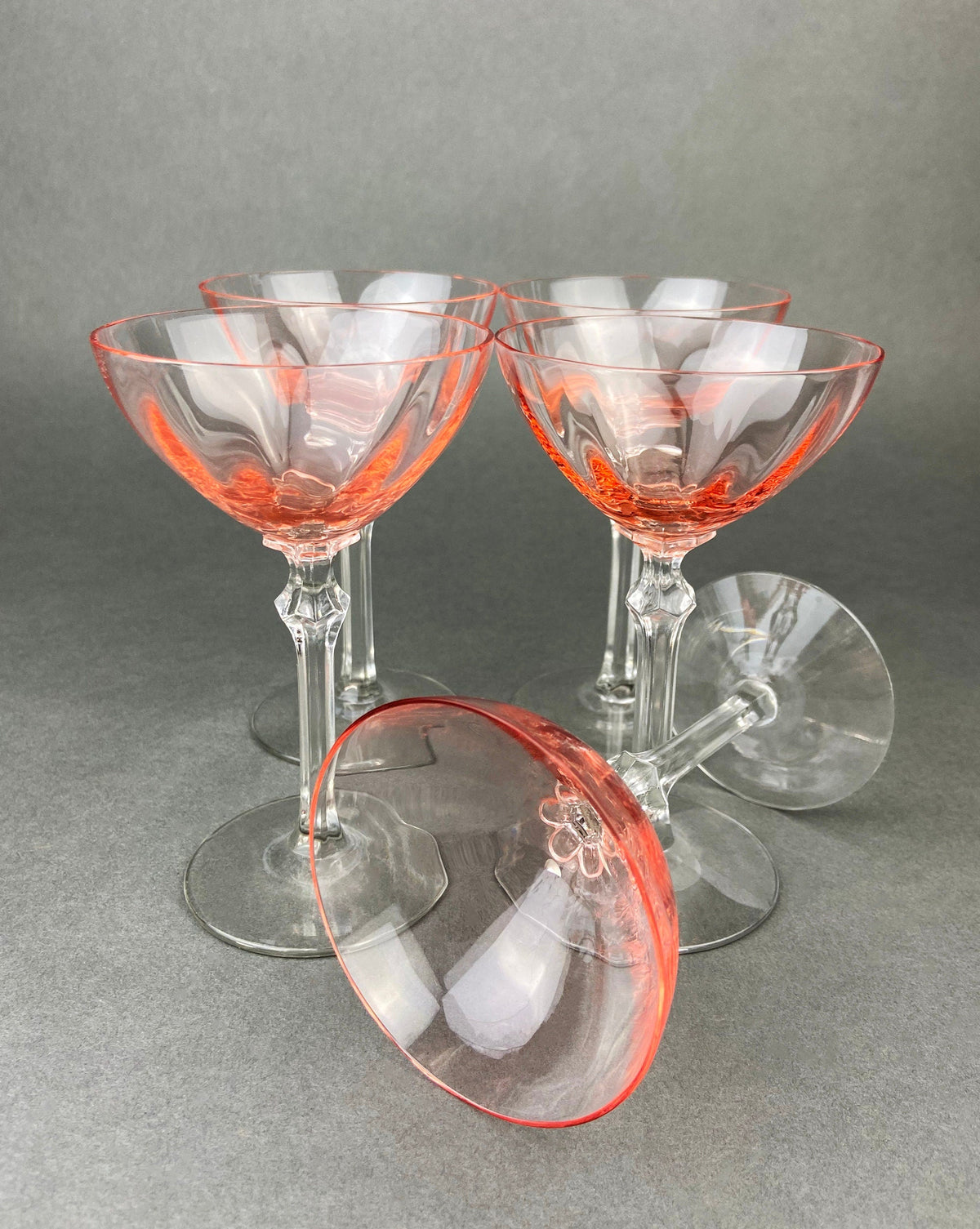 Fostoria Pink Crystal Tall Clarets, Set of 5