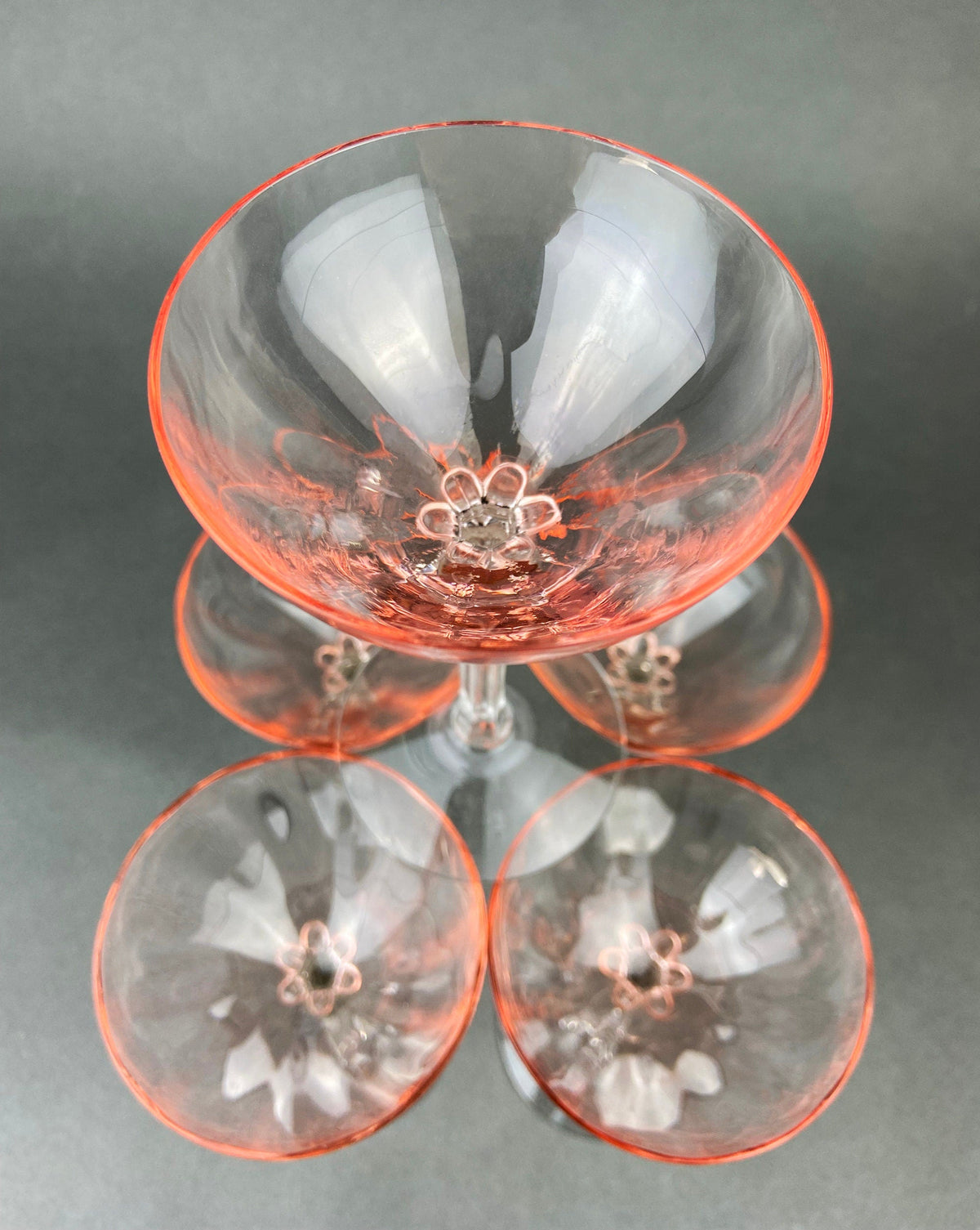 Fostoria Pink Crystal Tall Clarets, Set of 5