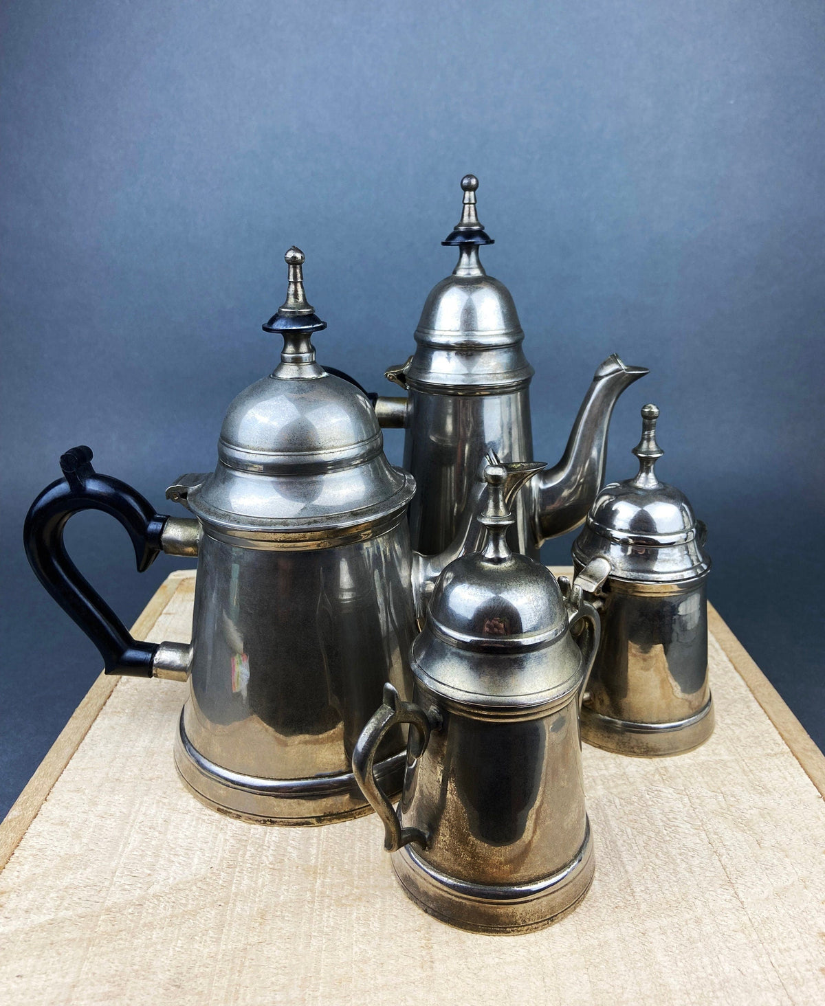Metal Coffee & Tea Set with Creamer & Sugar, India