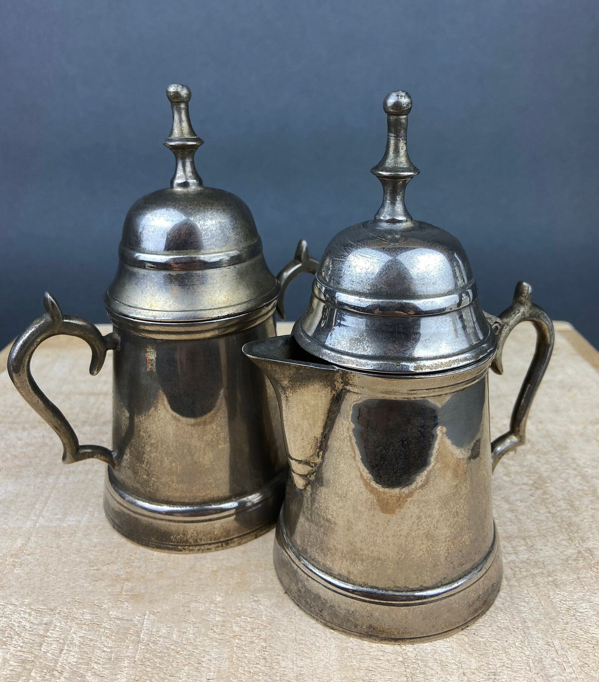 Metal Coffee & Tea Set with Creamer & Sugar, India