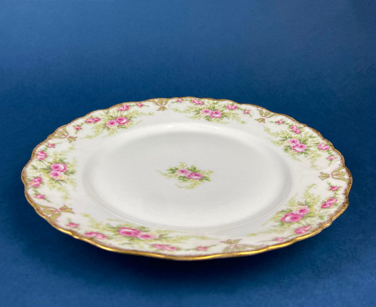 Limoges Elite Rose Garland Plates, Pair