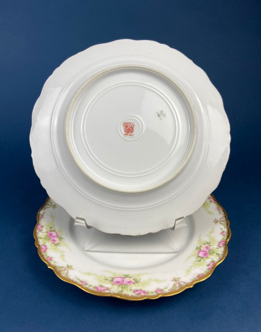 Limoges Elite Rose Garland Plates, Pair
