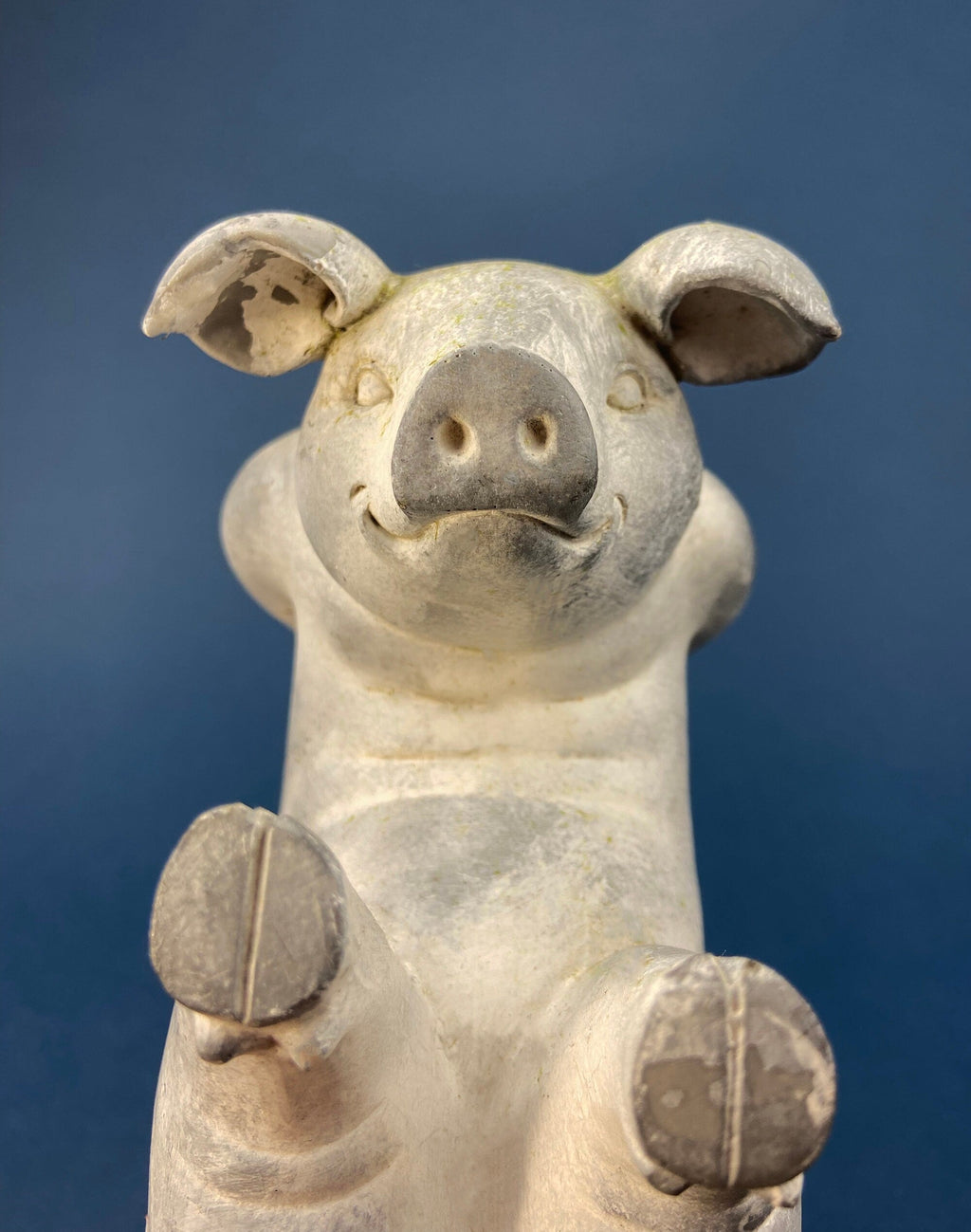 Smiling Gray Piglet Figurine