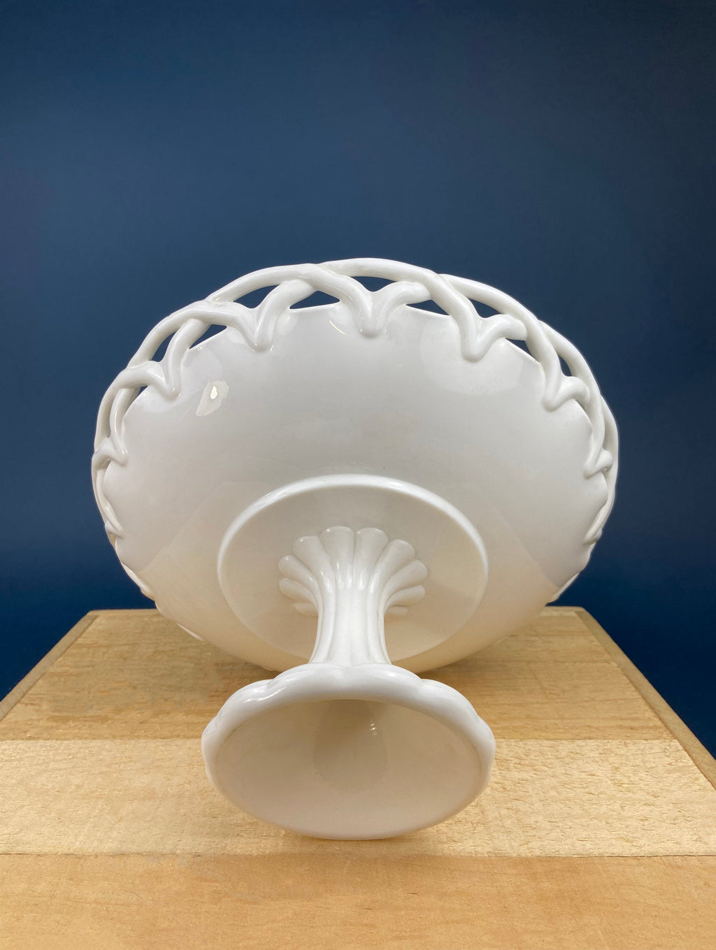 Westmoreland Doric Milk Glass Pedestal Fruit Bowl, 10"