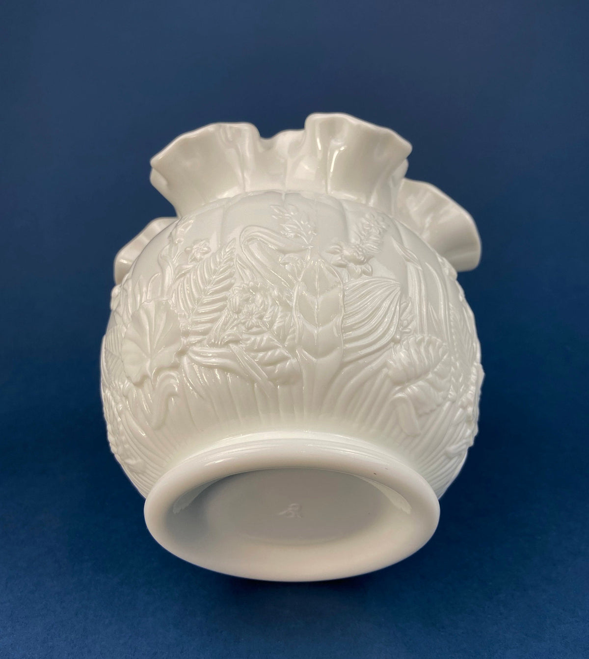 Fenton Milk Glass Ruffled Wildflower Vase
