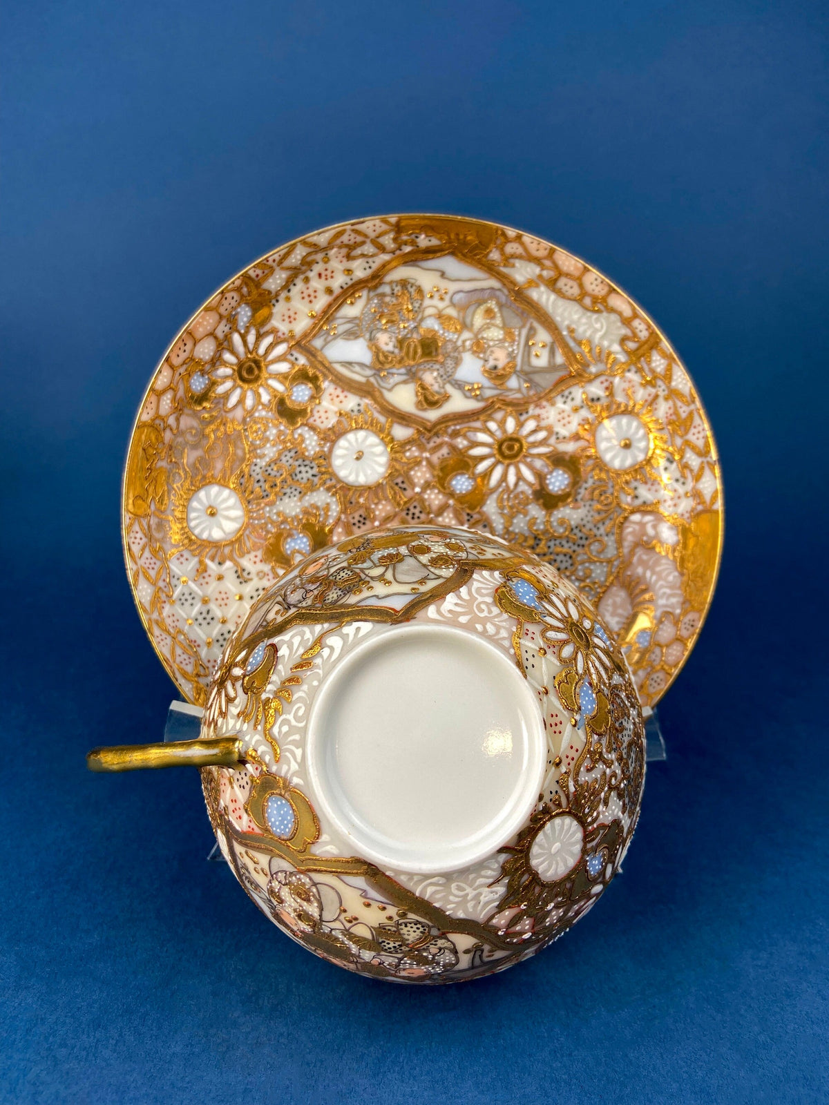 Japanese Moriage Gold Tea Set with Dragon Handles