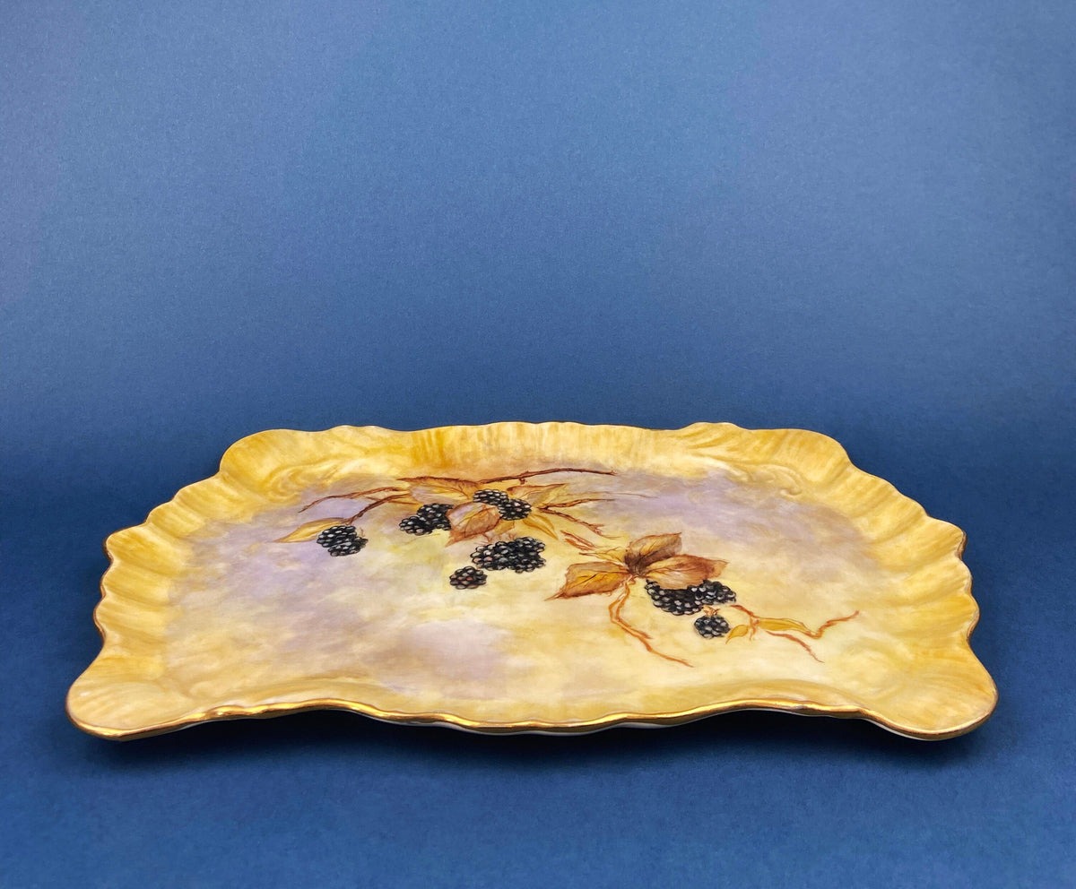 Vintage Hand-Painted Porcelain Vanity Tray, Artist Signed