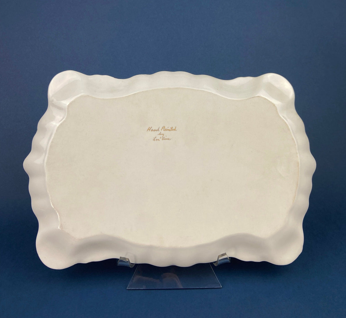 Vintage Hand-Painted Porcelain Vanity Tray, Artist Signed
