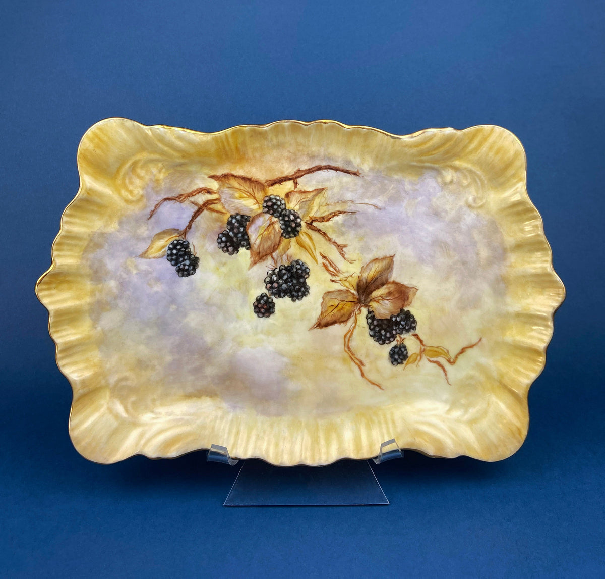 Vintage Hand-Painted Porcelain Vanity Tray, Artist Signed