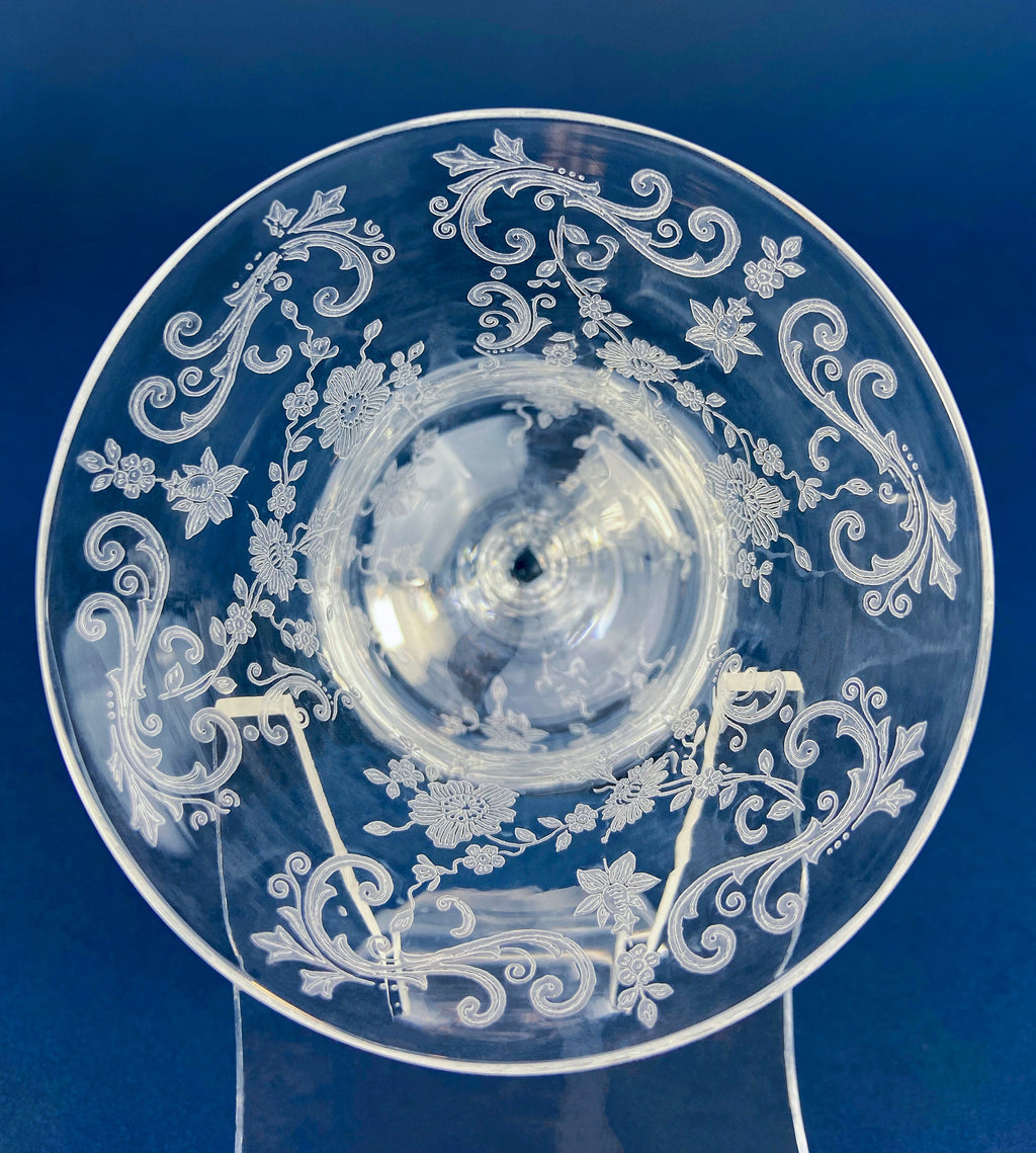 Cambridge Chantilly Etched Champagne Glasses, Set of 9