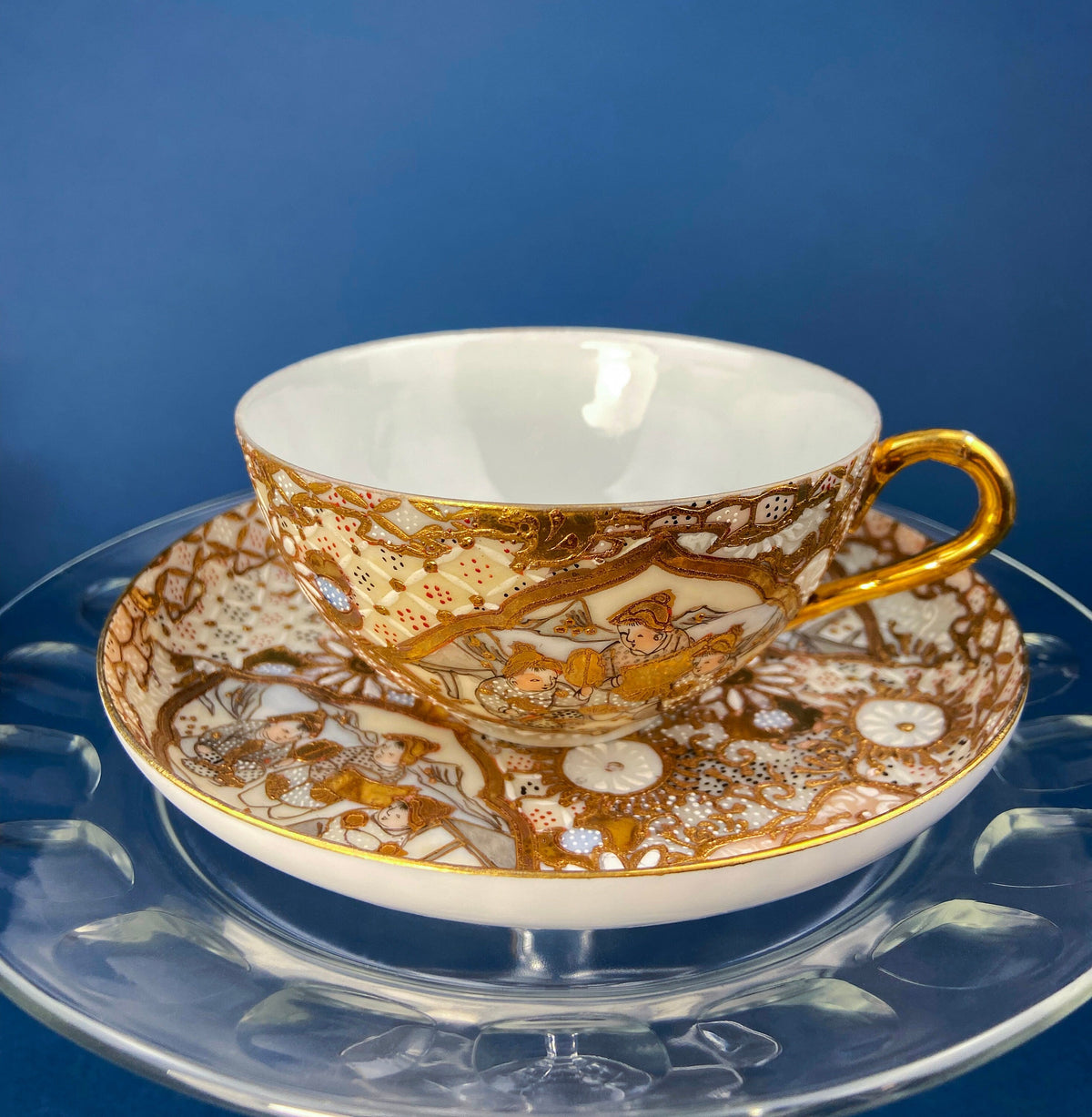 Japanese Moriage Gold Tea Set with Dragon Handles