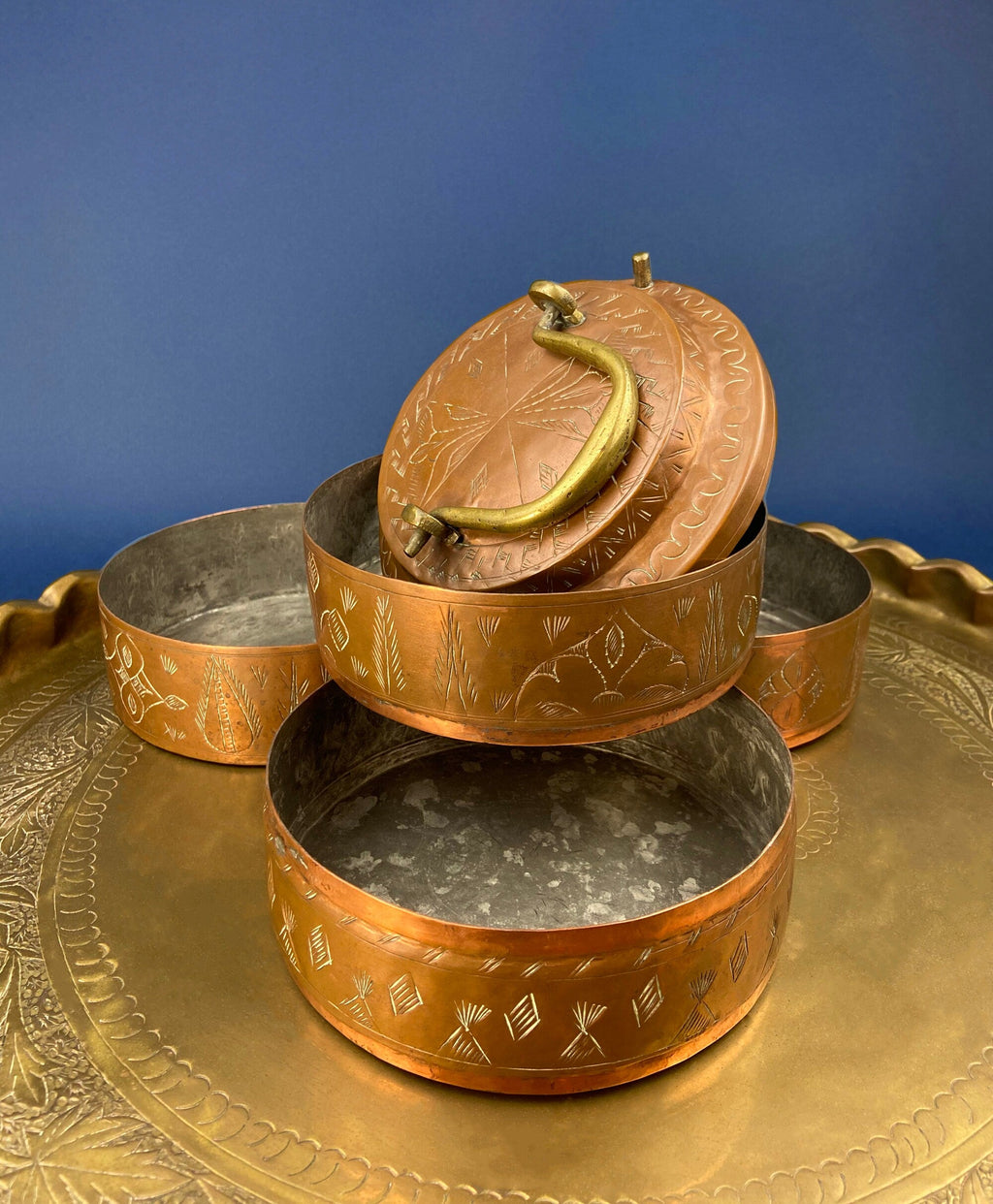 Brass Ferris Wheel Serving Stand with 3 Bowls