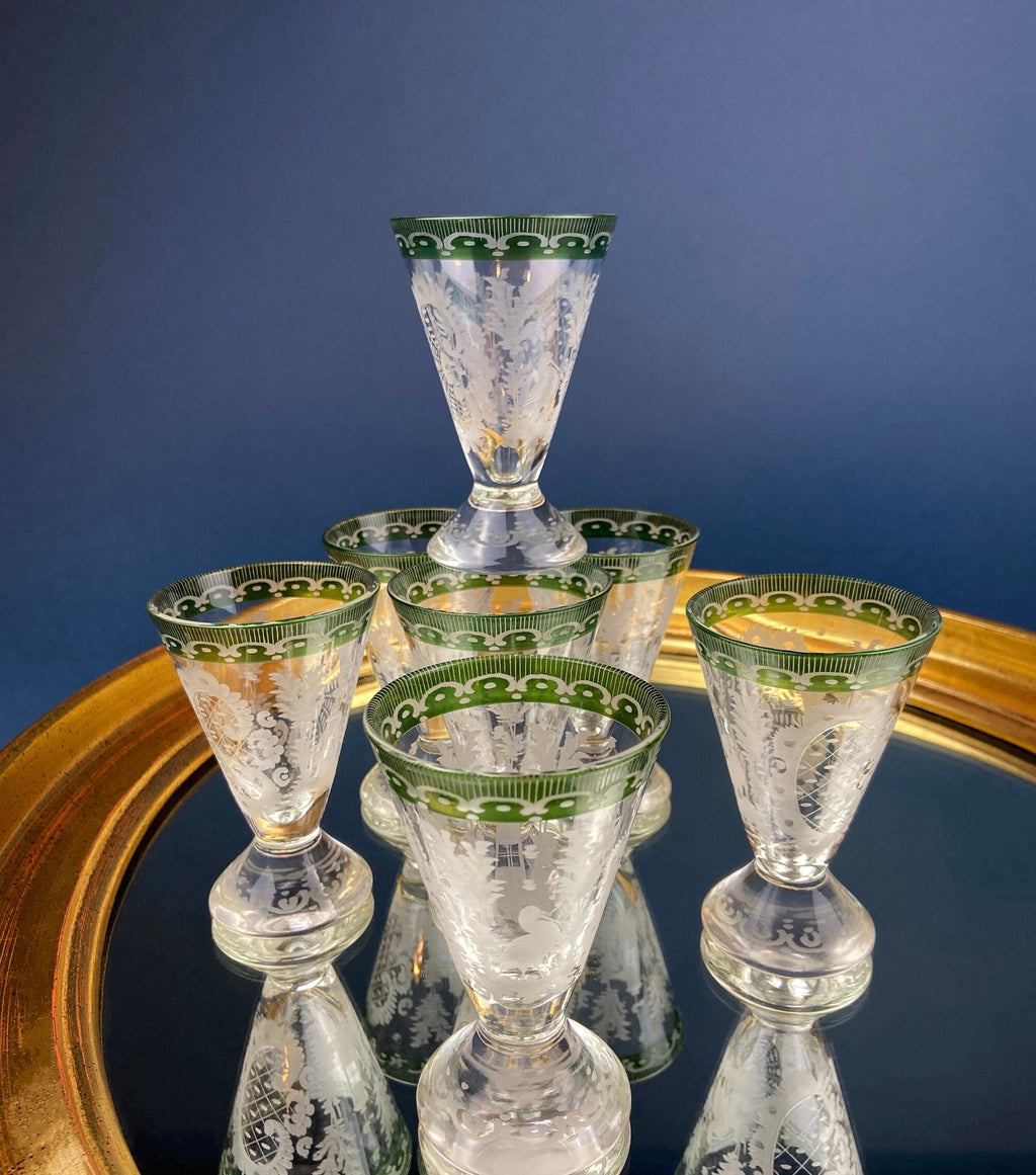 Bohemian Sapphire-to-Clear Cordial Glasses, Set of 5