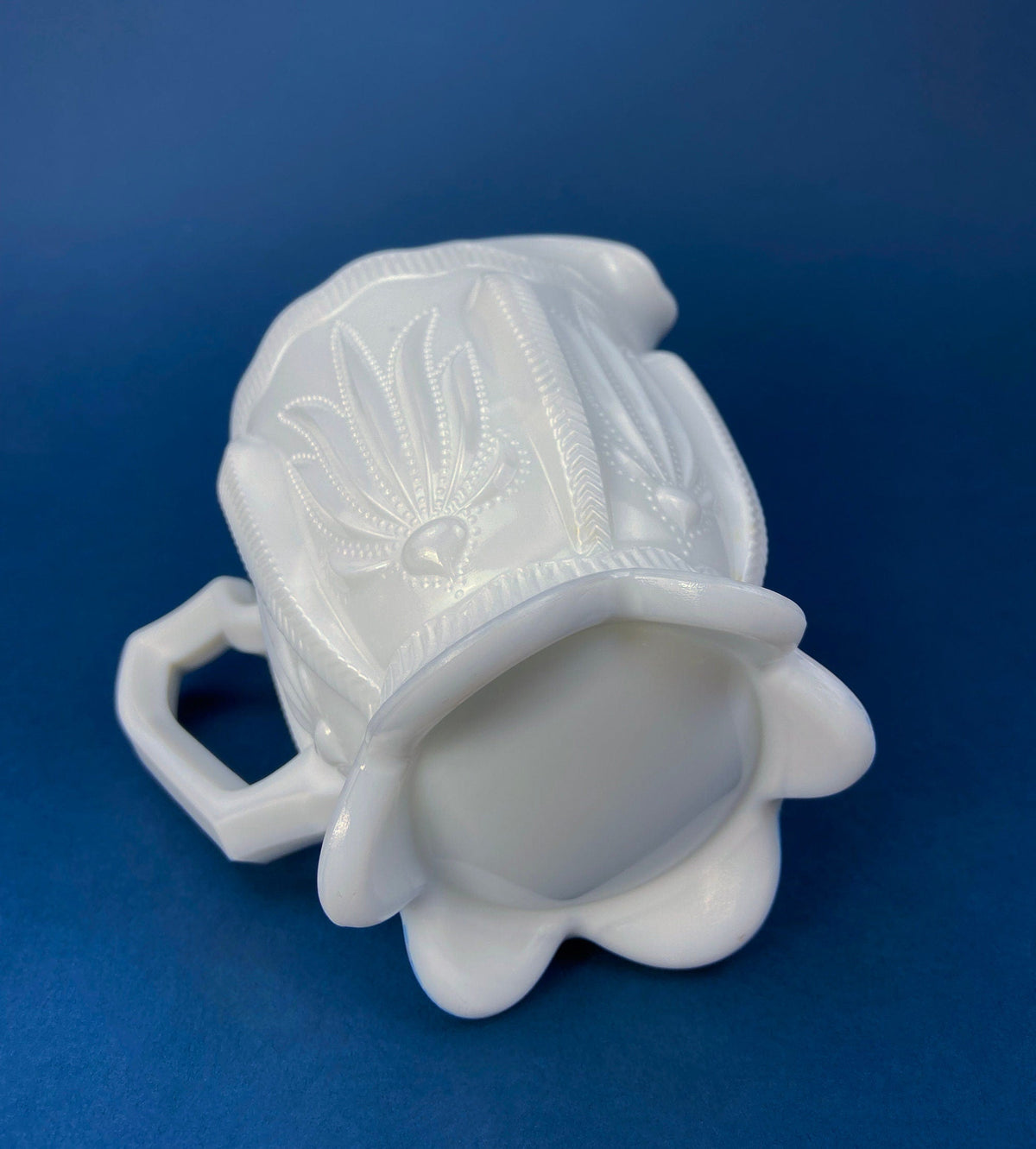 Milk Glass Leaf Creamer