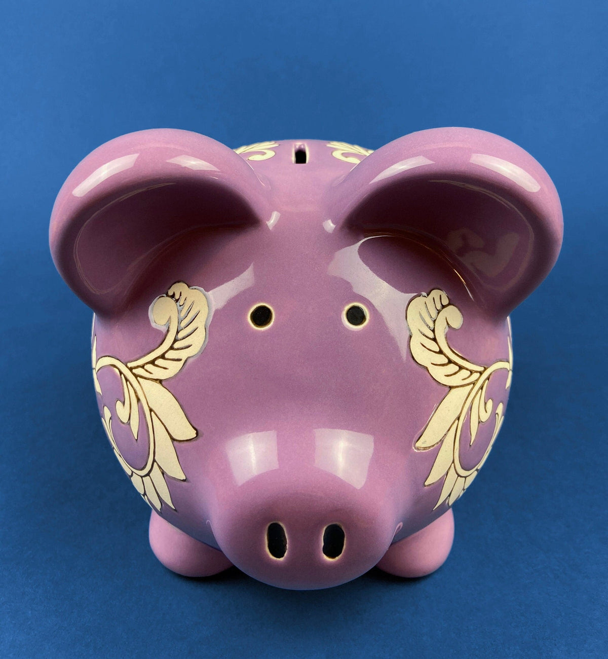 Lavender Floral Ceramic Piggy Bank, Large
