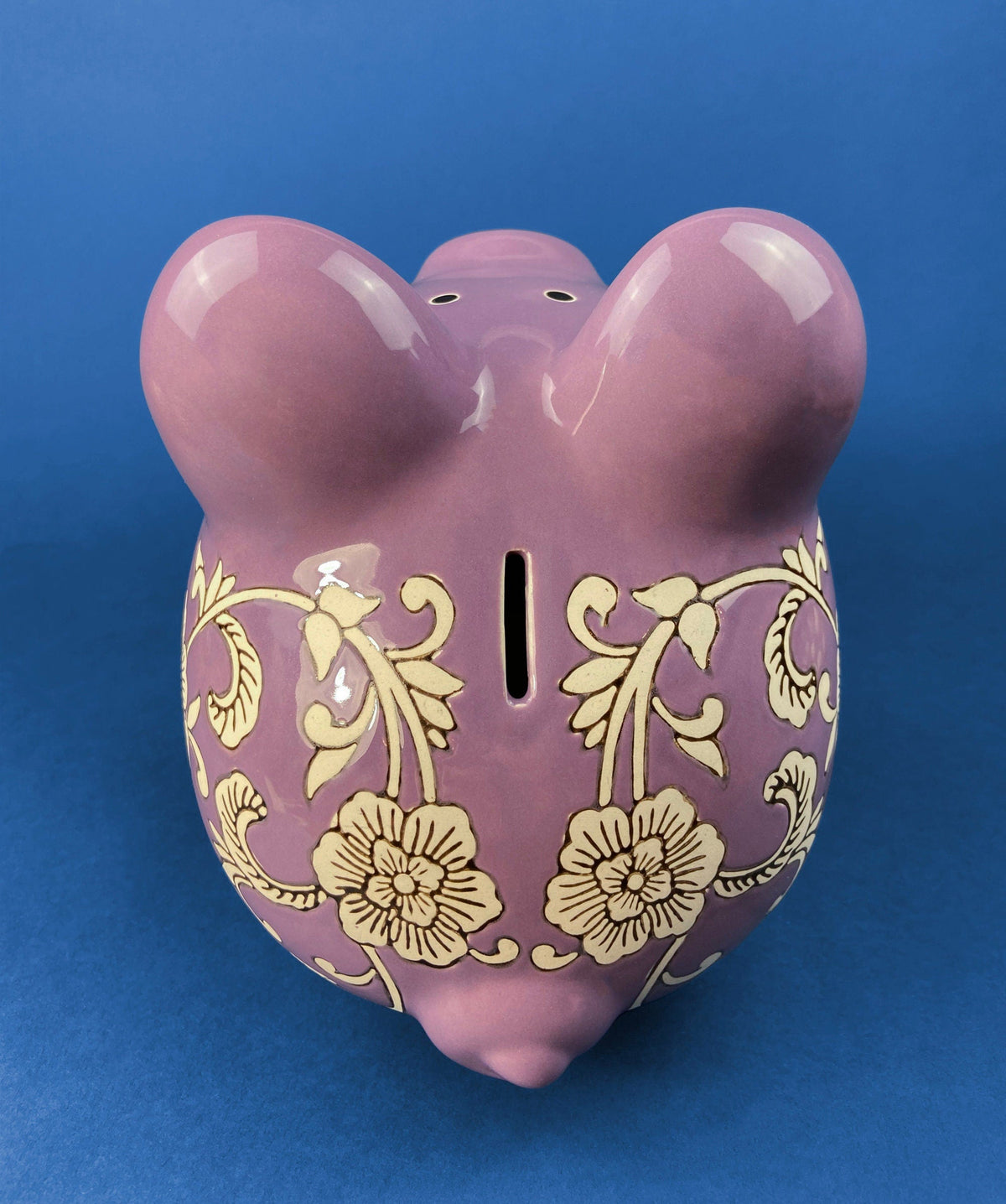 Lavender Floral Ceramic Piggy Bank, Large