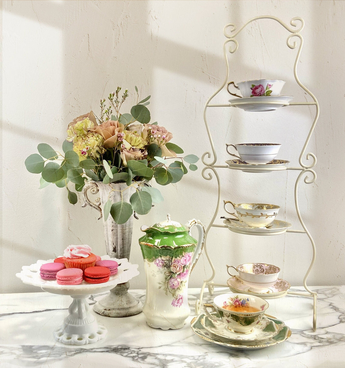 Four-Tier Metal Teacup Display Stand