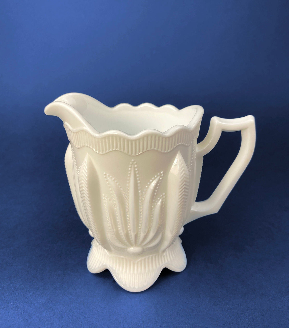 Milk Glass Leaf Creamer