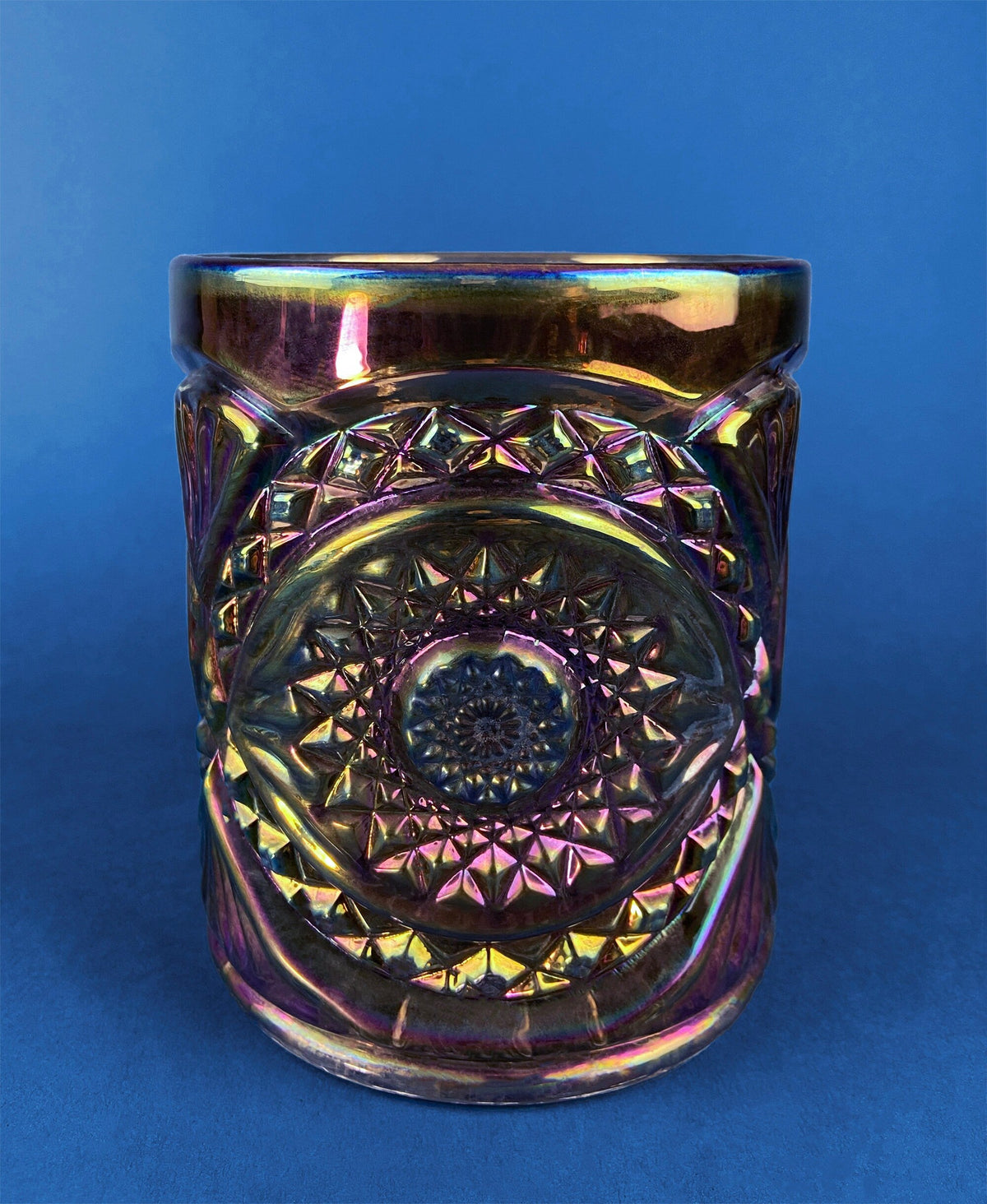 Imperial Hobstar Carnival Glass Jar
