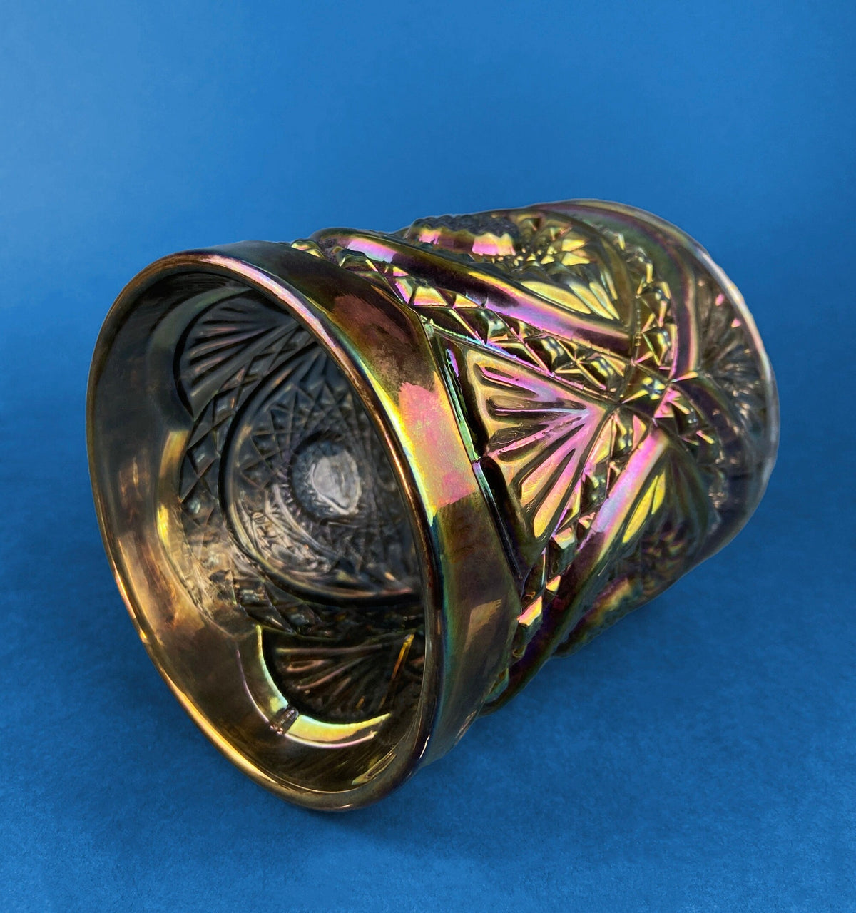 Imperial Hobstar Carnival Glass Jar