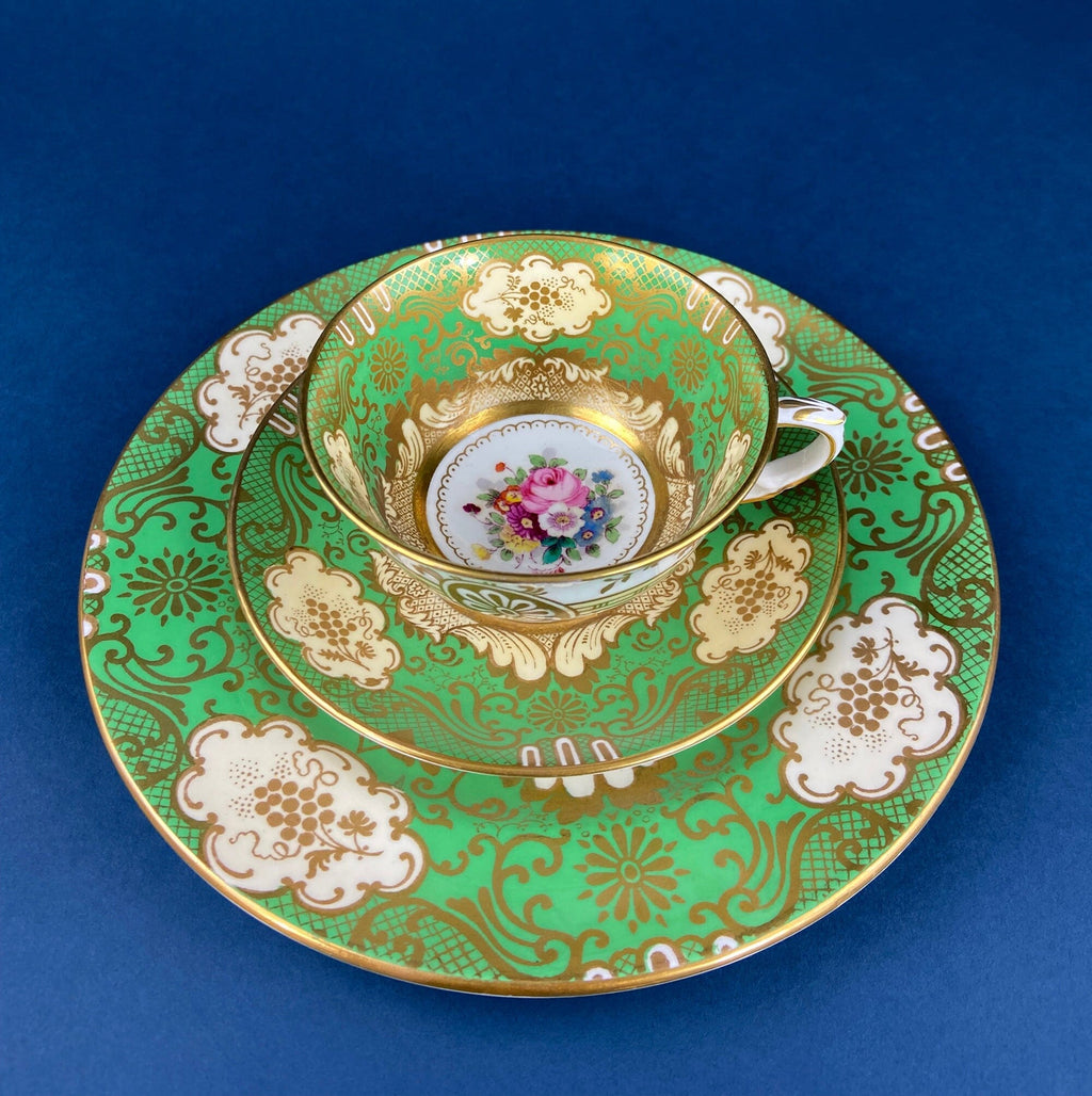 Staffordshire Green, Gold & Pink Tea Trio