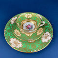 Staffordshire Green, Gold & Pink Tea Trio